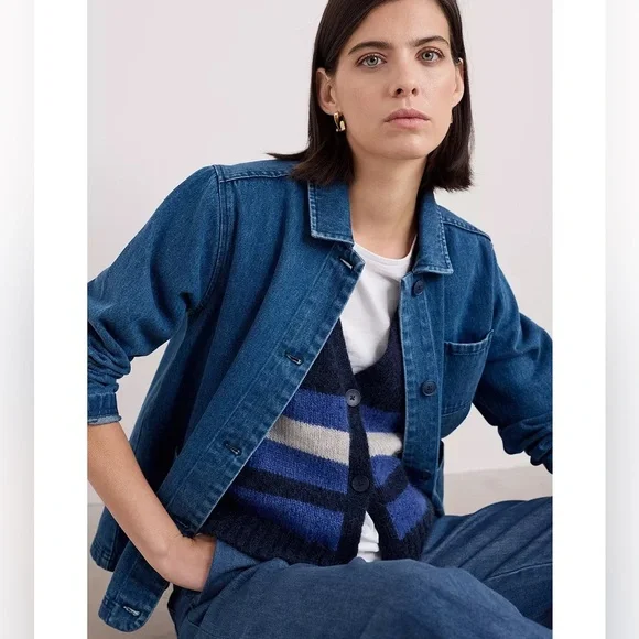 Seasalt Cornwall Denim Reading Rocks Chore Jacket - Picture 4 of 12